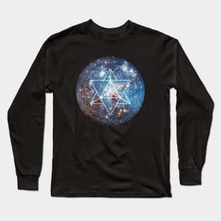 Merkaba in Flower of Life Long Sleeve T-Shirt